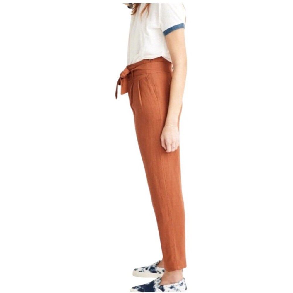 Madewell Womens Linen-Blend Paperbag Pants Trousers Relaxed Fit Cropped Length 8 - Picture 16 of 16